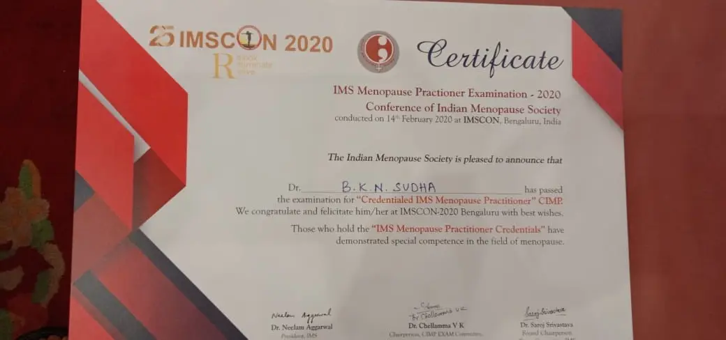Bangalore Certificate — Sudha Hospital, KPHB Hyderabad (photo 2)